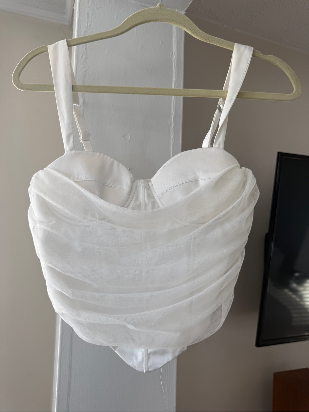 White Mesh Corset Bustier Crop Top | Size Small | Going Out Party Top